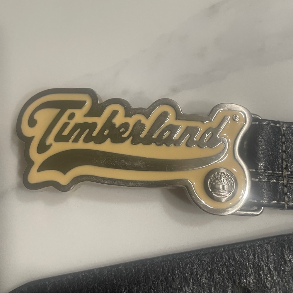 Timberland Belt sz40  Dark Brown Leather Heavy Brass Buckle